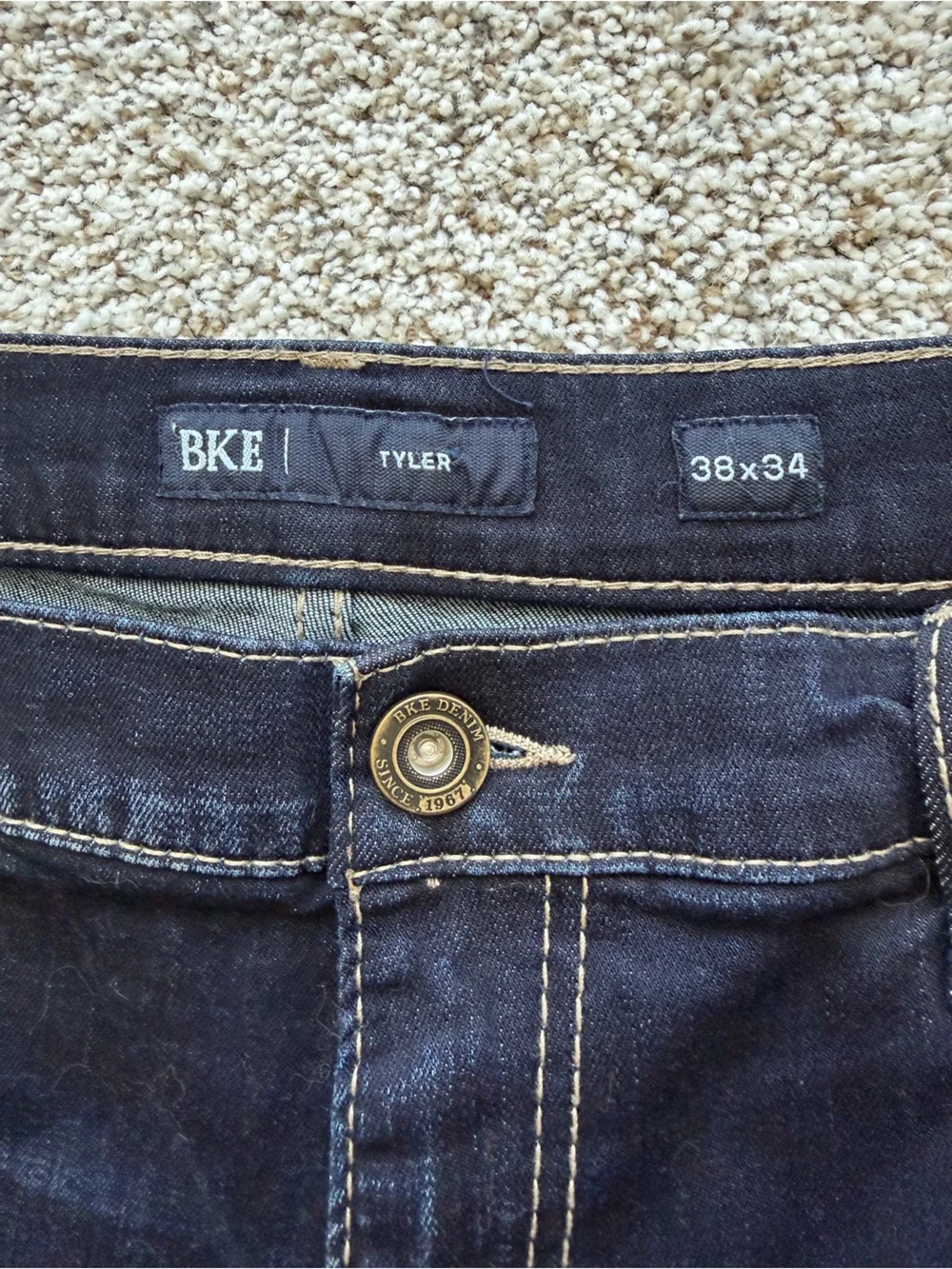 BKE Tyler Straight Leg Dark Wash Jeans Men’s 38x34 Stretch Denim Buckle